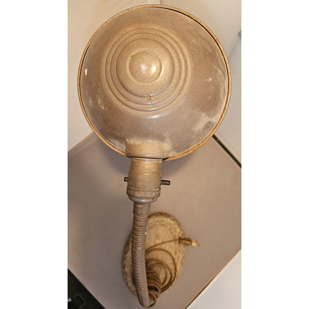Antique Art Deco Cast Iron Gooseneck Desk Lamp - Works