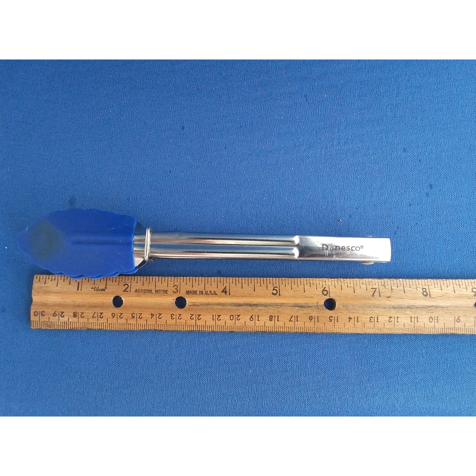 Danesco Blue Silicone/Rubber Tongs - 7" Long - used