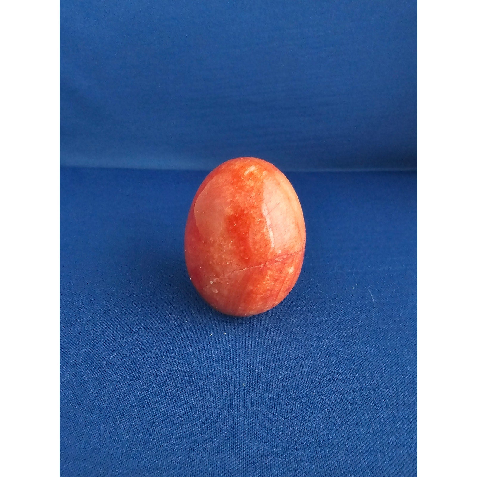 Vintage Alabaster Marble Carved Stone Fruit - Small 2-1/4" wide - Red/Orange