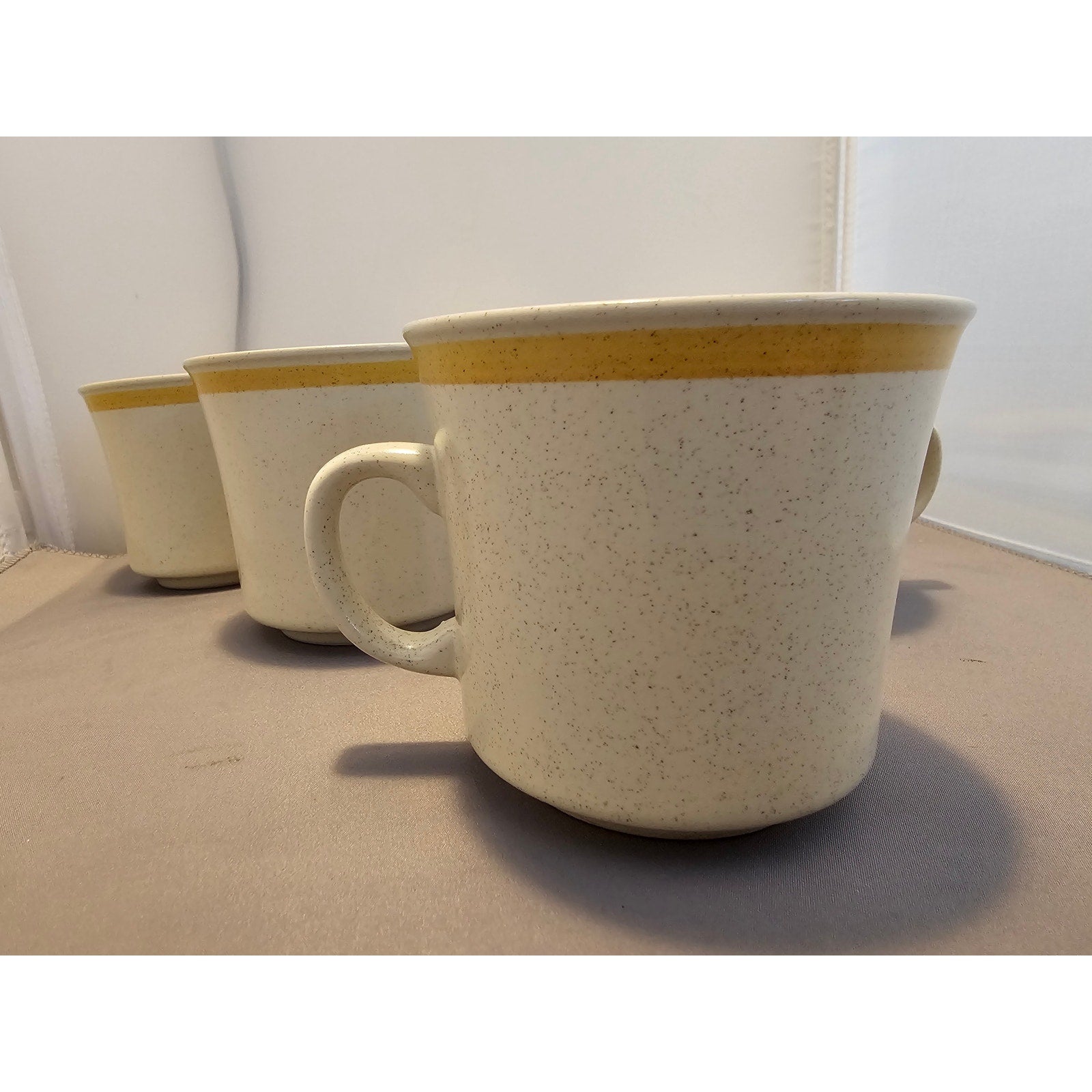 Lot of 6 Vintage Garden Festival Stoneware Beige/Yellow Coffee Cup/Mug - Japan