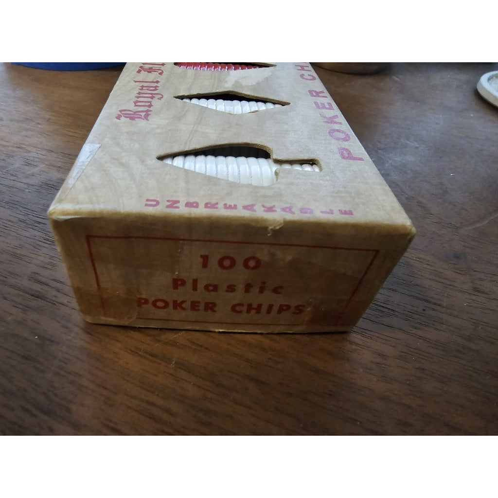 Vintage 100 Royal Flush Interlocking Unbreakable Poker Chips w/Original Box