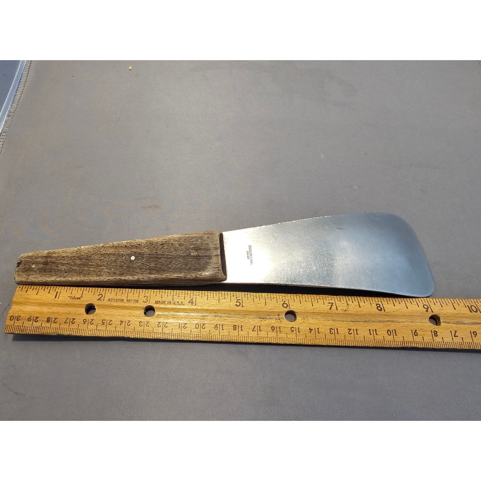 Vintage Stainless Steel 9-1/2" Ice Cream Scoop w/Rivet Wood Handle - Japan