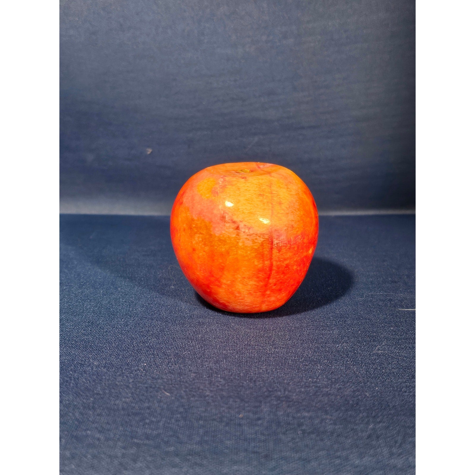 Vintage Alabaster Marble Carved Stone Fruit - Medium 2" tall - Apple Red