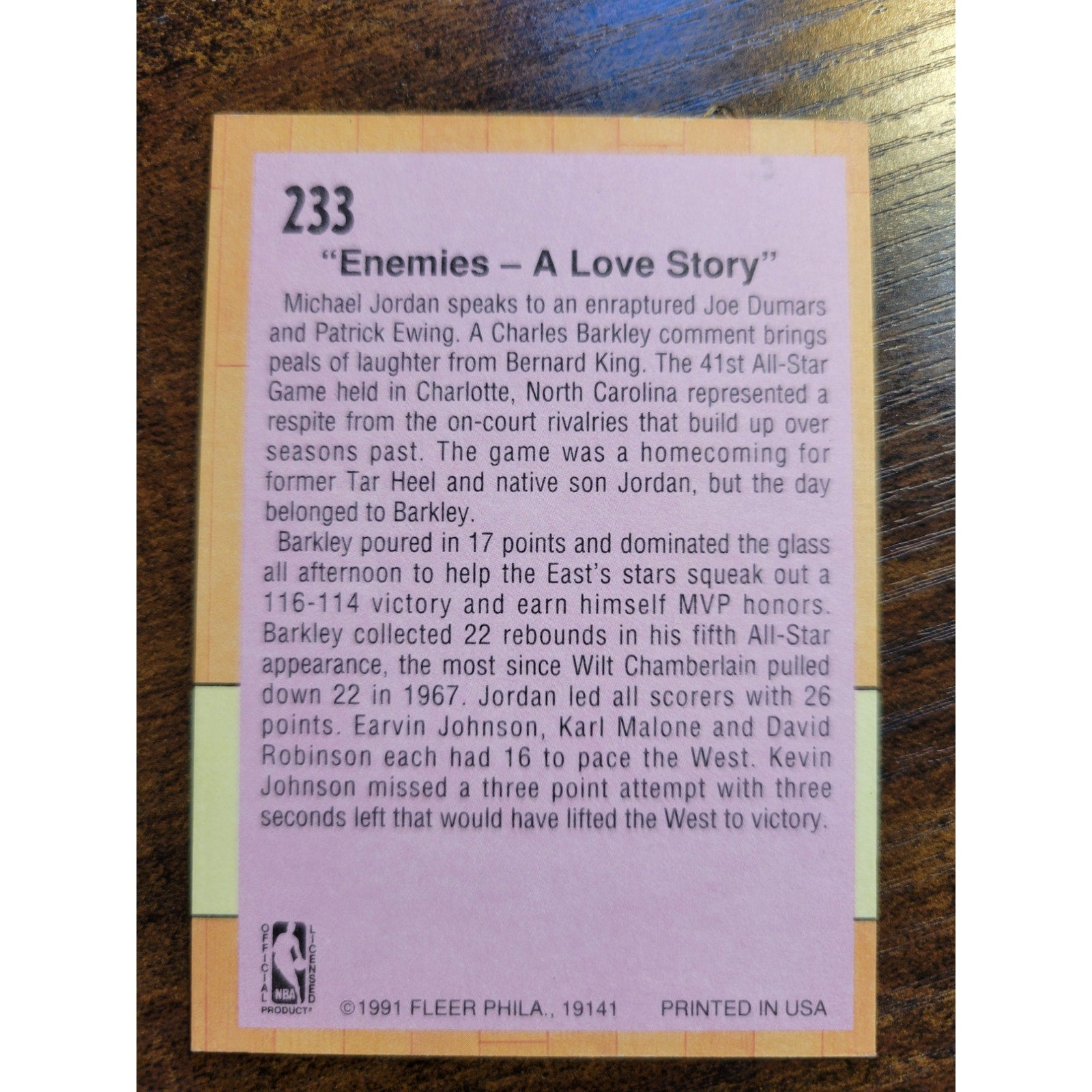 1991-1992 Fleer #233 NBA All Star Game - Michael Jordan, Ewing, King, Barkley