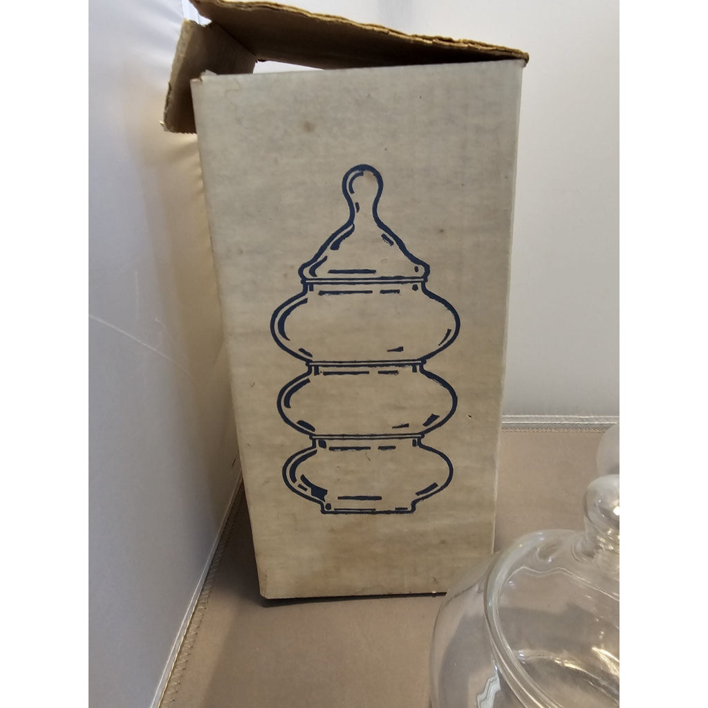 Vintage Anchor Hocking Pagoda 4-pc Stacking Jar Set Crystal Clear w/Box