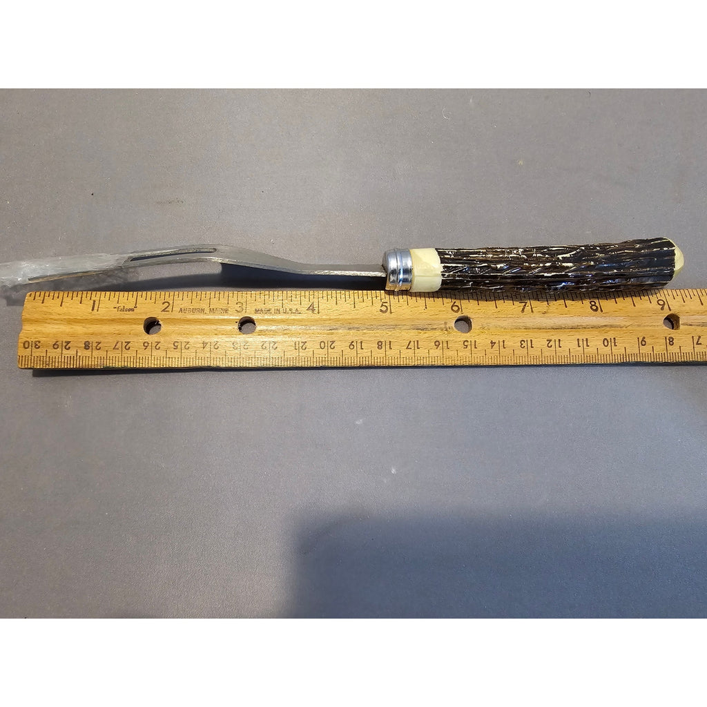 Vintage 2-Prong Meat Serving/Carving Fork w/Antler Style Handle - Japan
