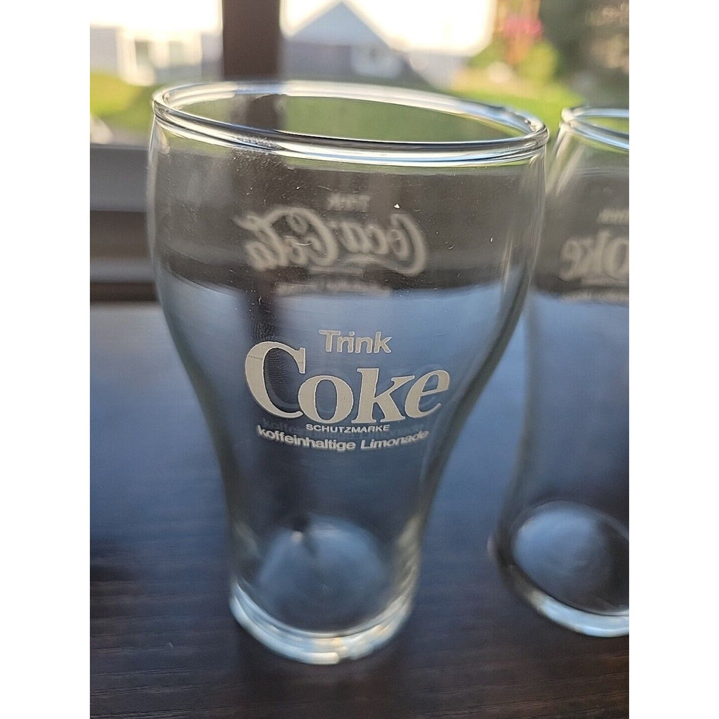 2 Vintage German 6.5oz Trink Coca-Cola koffeinhaltig Limonade Drinking Glass
