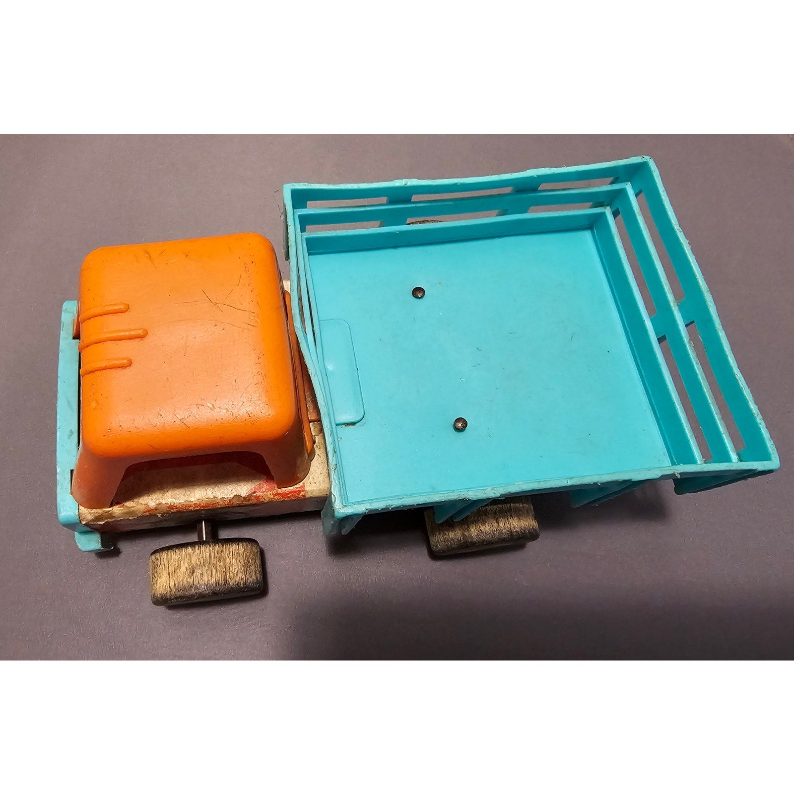 Vintage 1960's Fisher-Price #649 Stake Truck - FPT4306 - Aqua/Orange