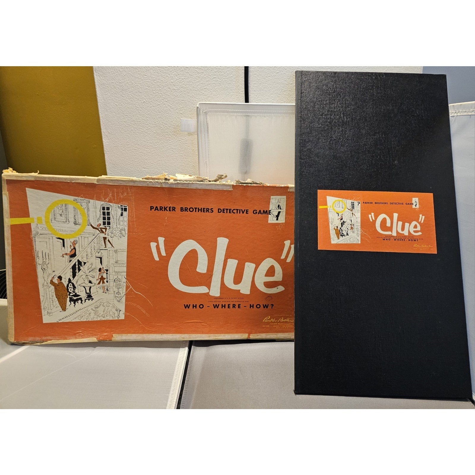 Vintage 1956 Clue Board Game - Replacement Parts - Original Box and Game Board