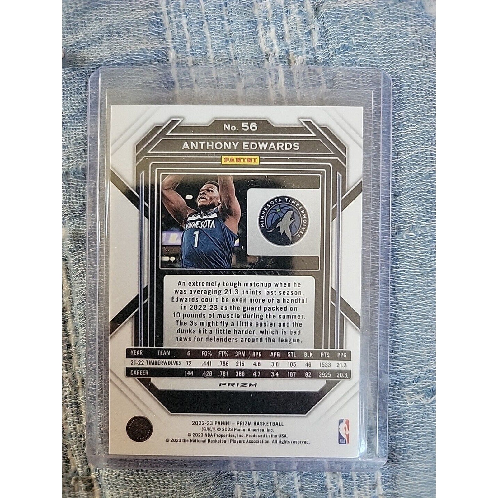 Anthony Edwards 2022-23 Panini Prizm #56 - Asia Blue Wave - Timberwolves - NBA