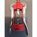Red/Silver Corkscrew Wine Bottle Opener w/Fins - Push Down - 6-1/2"