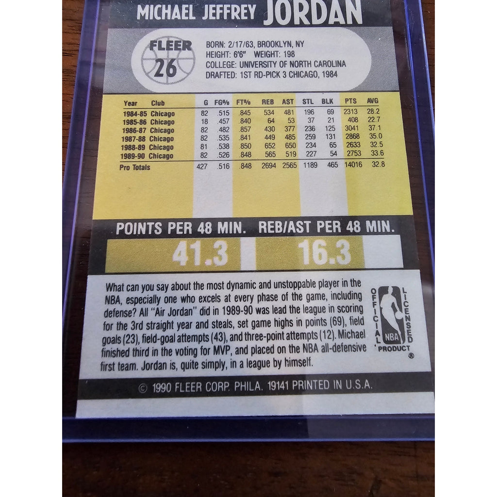 Michael Jordan 1990-1991 Fleer #26 - Chicago Bulls - NBA - Black Line Variation
