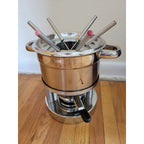 Roshco # 58914 Two Tone Stainless Steel Fondue Set - Used w/Box