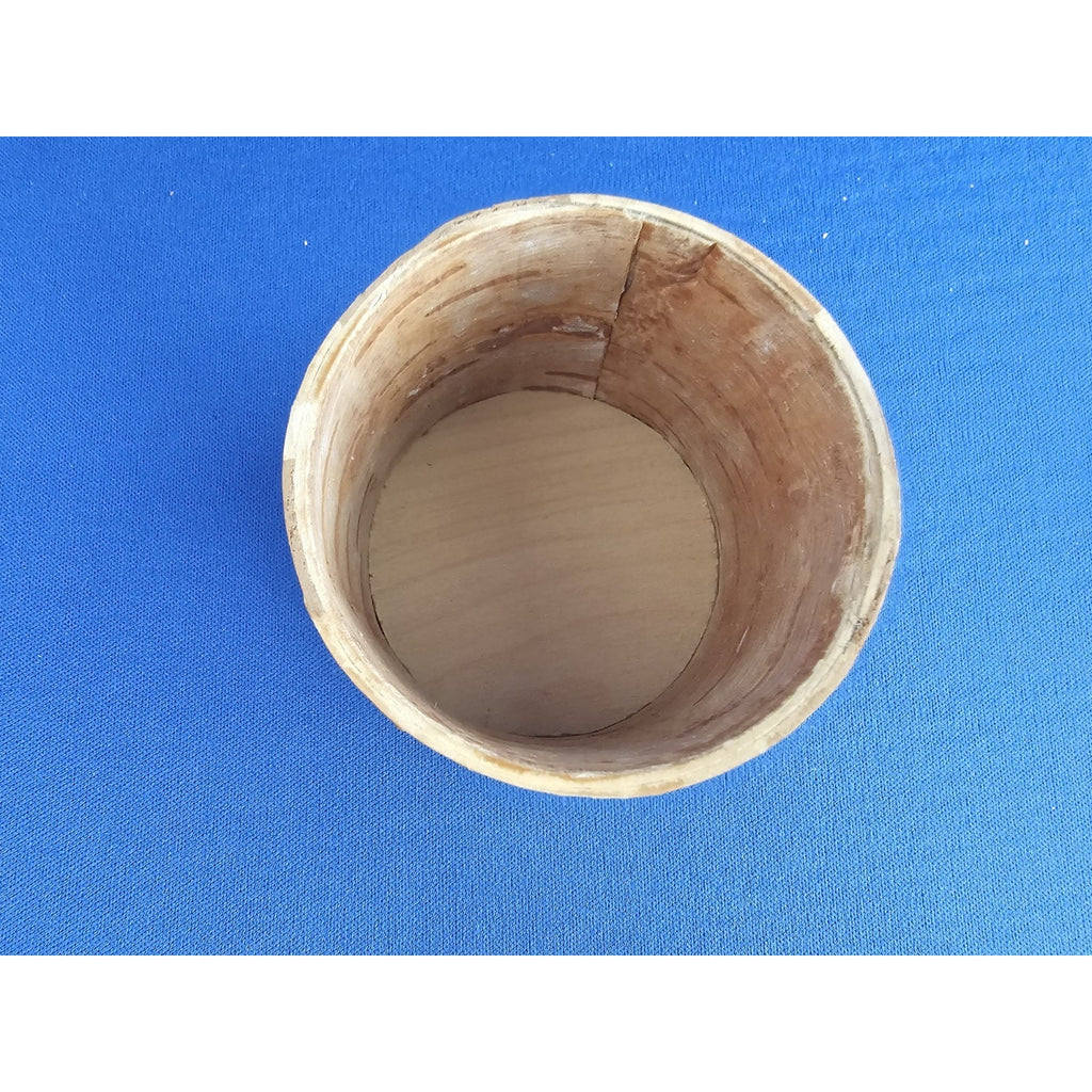 Vintage Small Handmade Carved Round Wood/Bark Box w/Lid