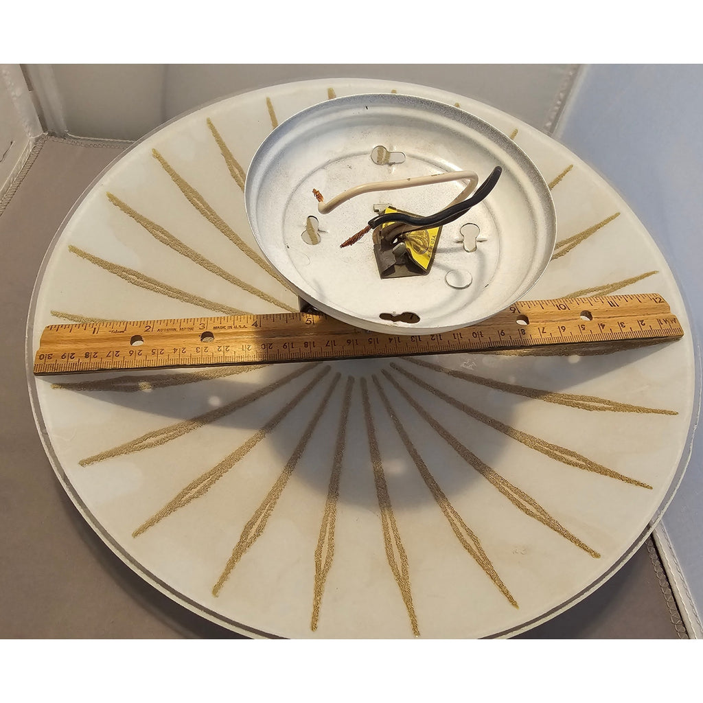 Vintage/Mid Century Modern Style, Frosted Sun Burst Two-Light Ceiling Fixture