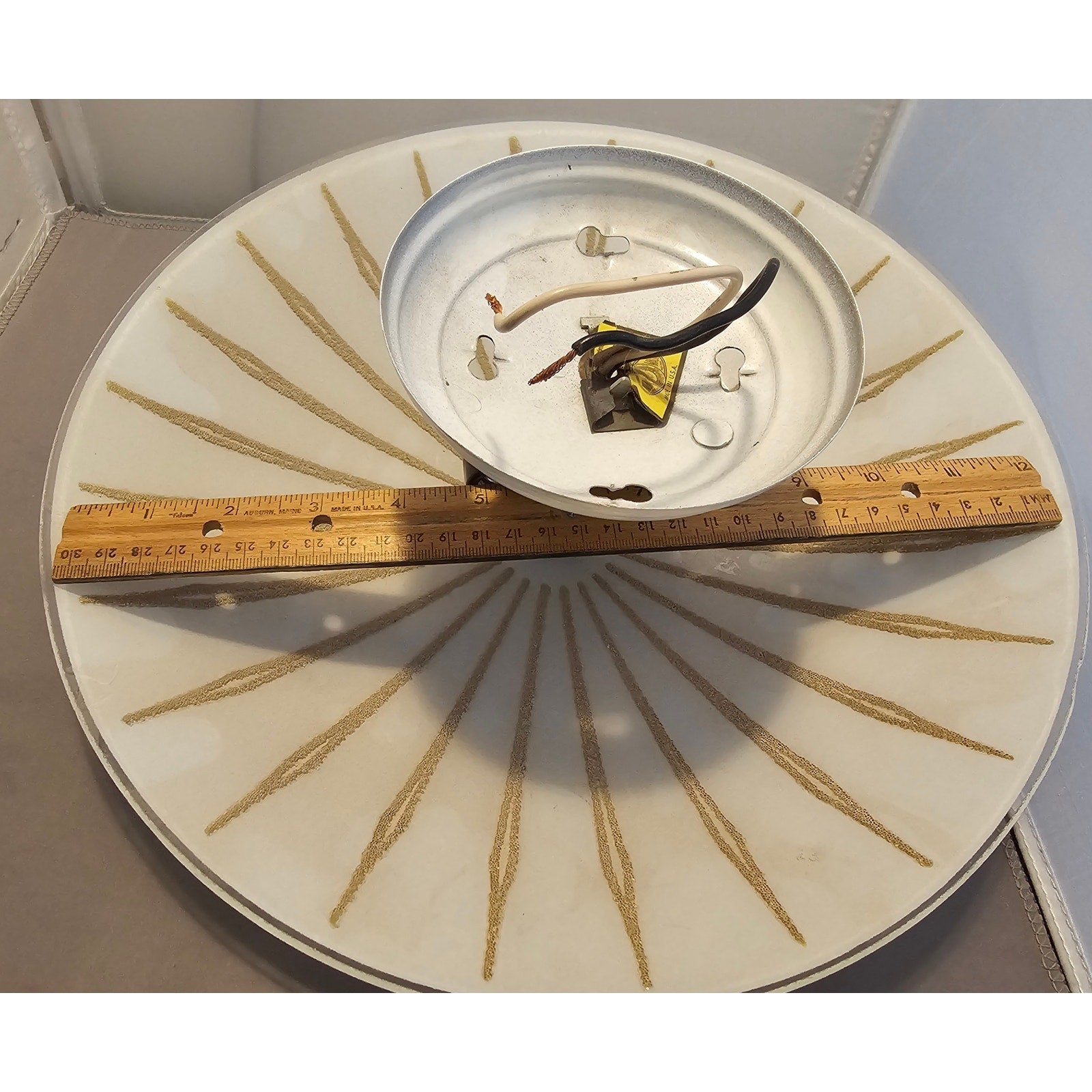 Vintage/Mid Century Modern Style, Frosted Sun Burst Two-Light Ceiling Fixture