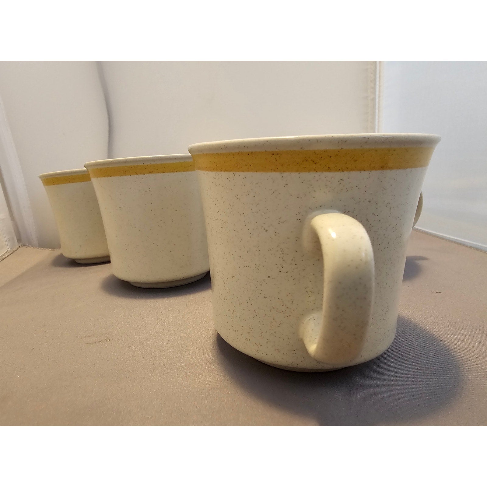 Lot of 6 Vintage Garden Festival Stoneware Beige/Yellow Coffee Cup/Mug - Japan