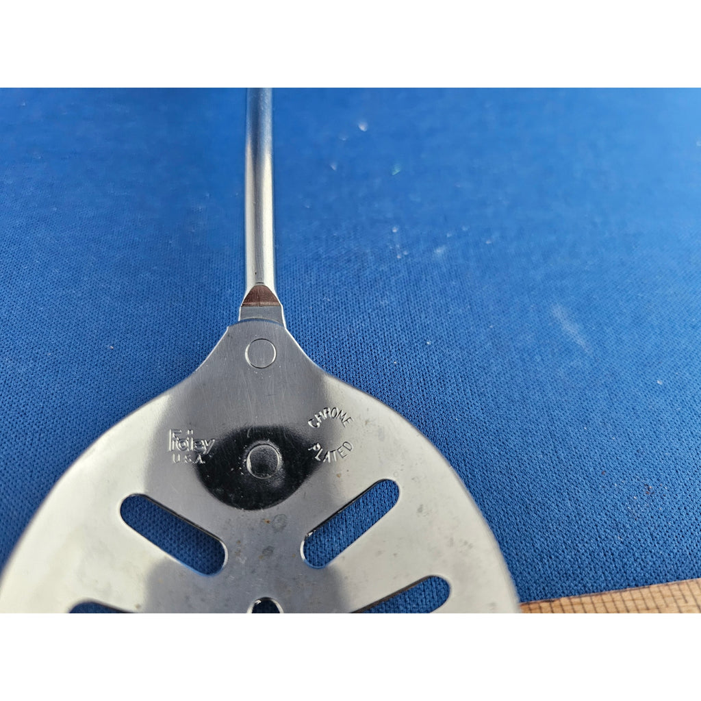 Vintage Foley Stainless Steel (USA) Slotted Serving Spoon w/Black Handle - 11"