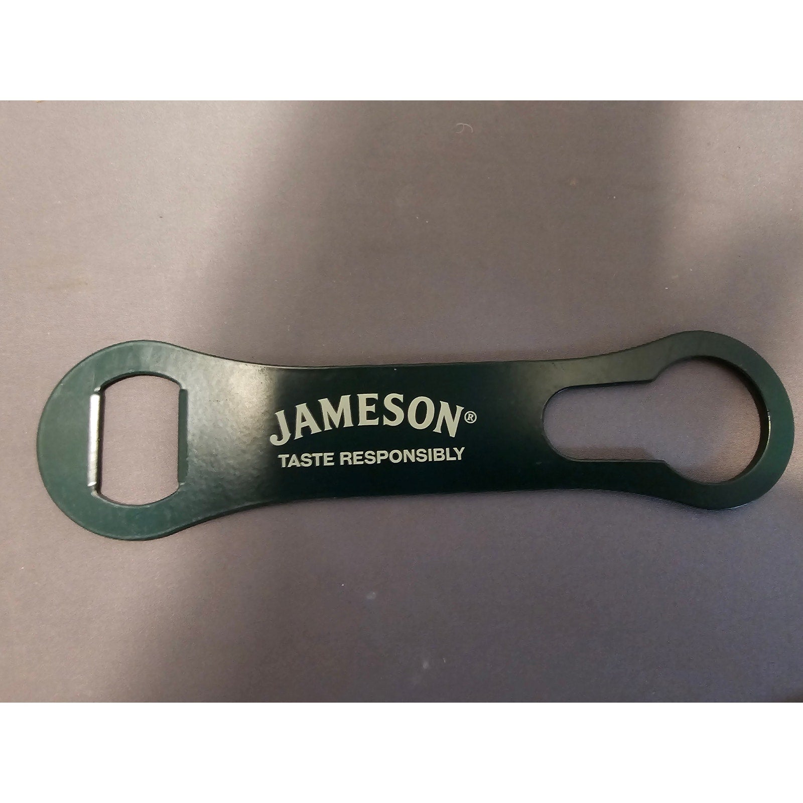 Vintage Green Jameson "Taste Responsibly" 7-1/2 in Bottle Opener
