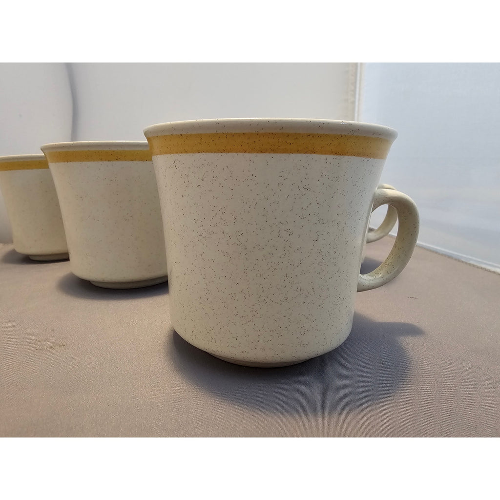 Lot of 6 Vintage Garden Festival Stoneware Beige/Yellow Coffee Cup/Mug - Japan
