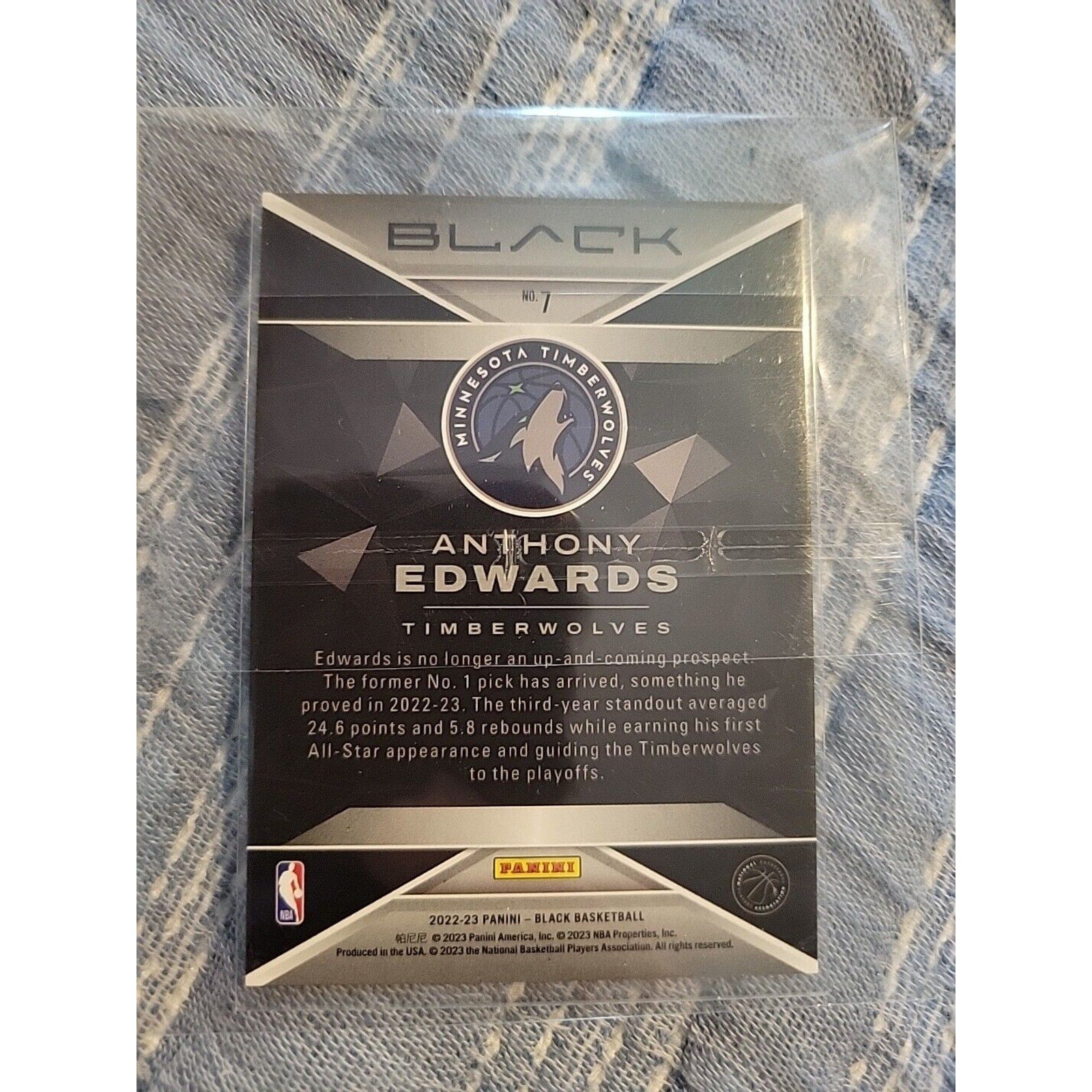 Anthony Edwards 2022-23 Panini Black - #7 - Silver s/n 52/75 - Timberwolves