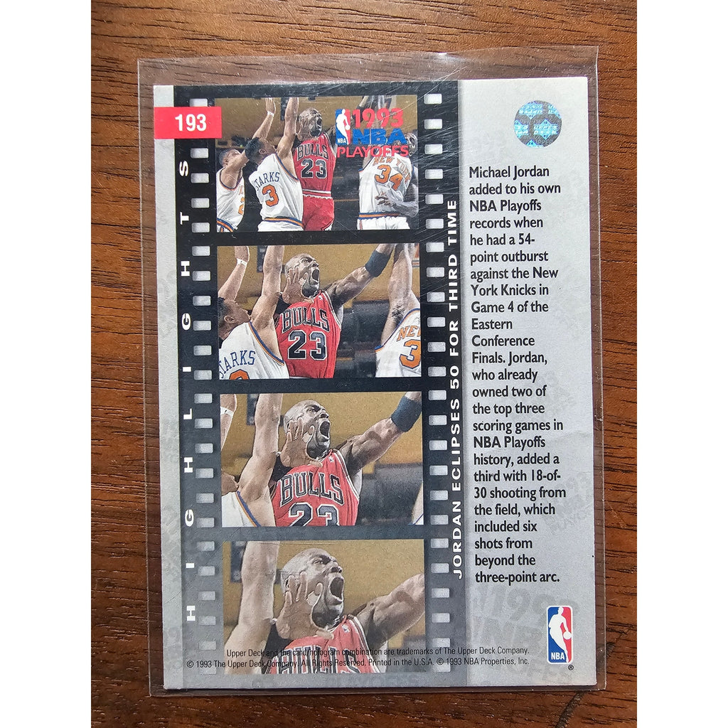 Michael Jordan 1993-1994 Upper Deck #193 - Chicago Bulls-NBA Playoffs Highlights