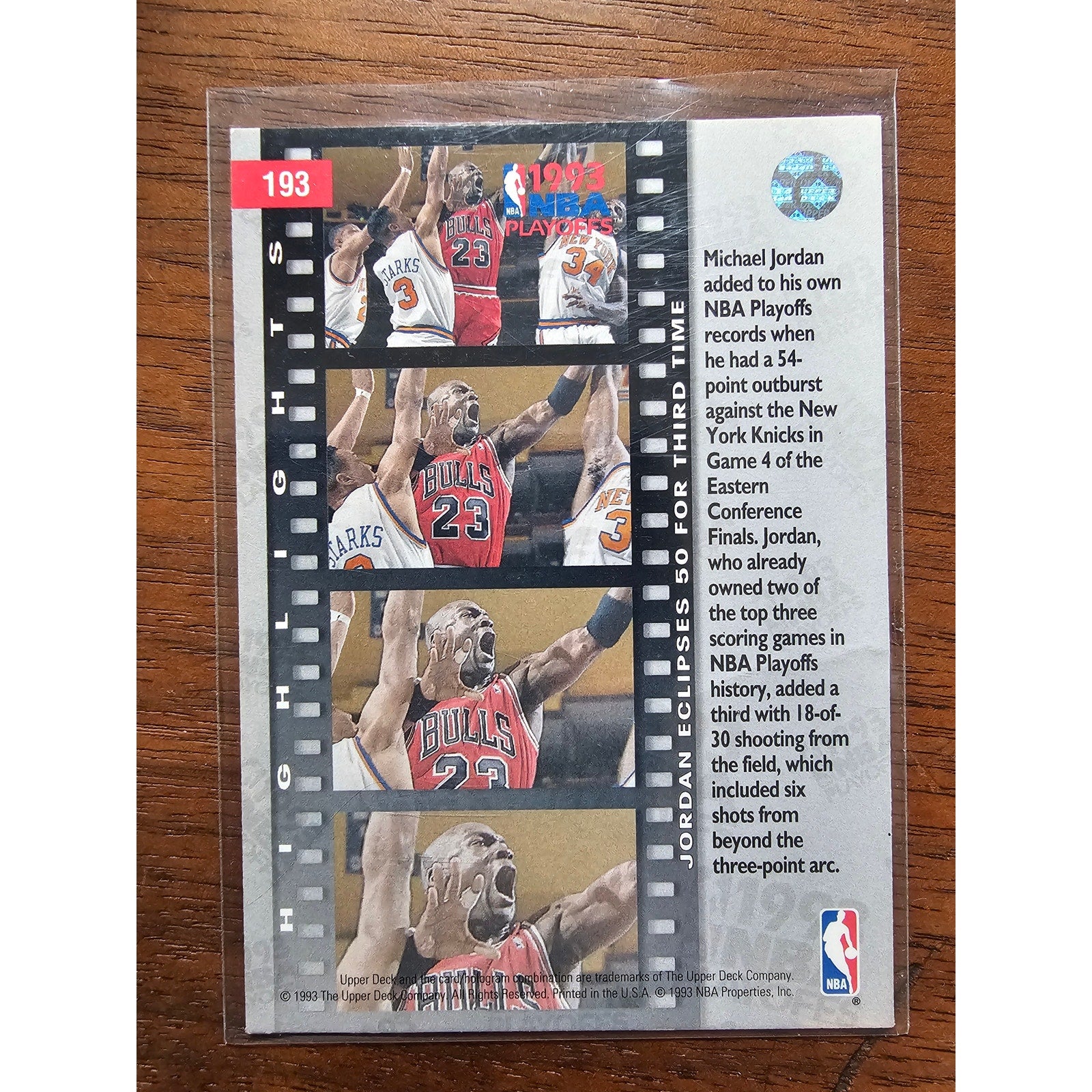 Michael Jordan 1993-1994 Upper Deck #193 - Chicago Bulls-NBA Playoffs Highlights