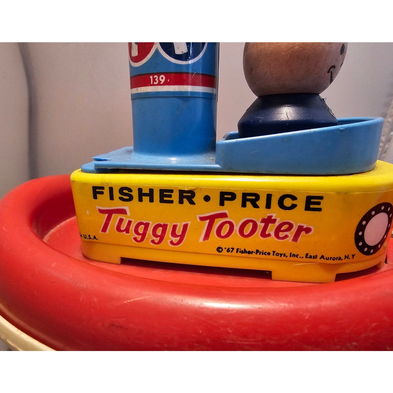 Vintage 1967 Fisher-Price #139 Tuggy Tooter - Blue Stack FPT1237
