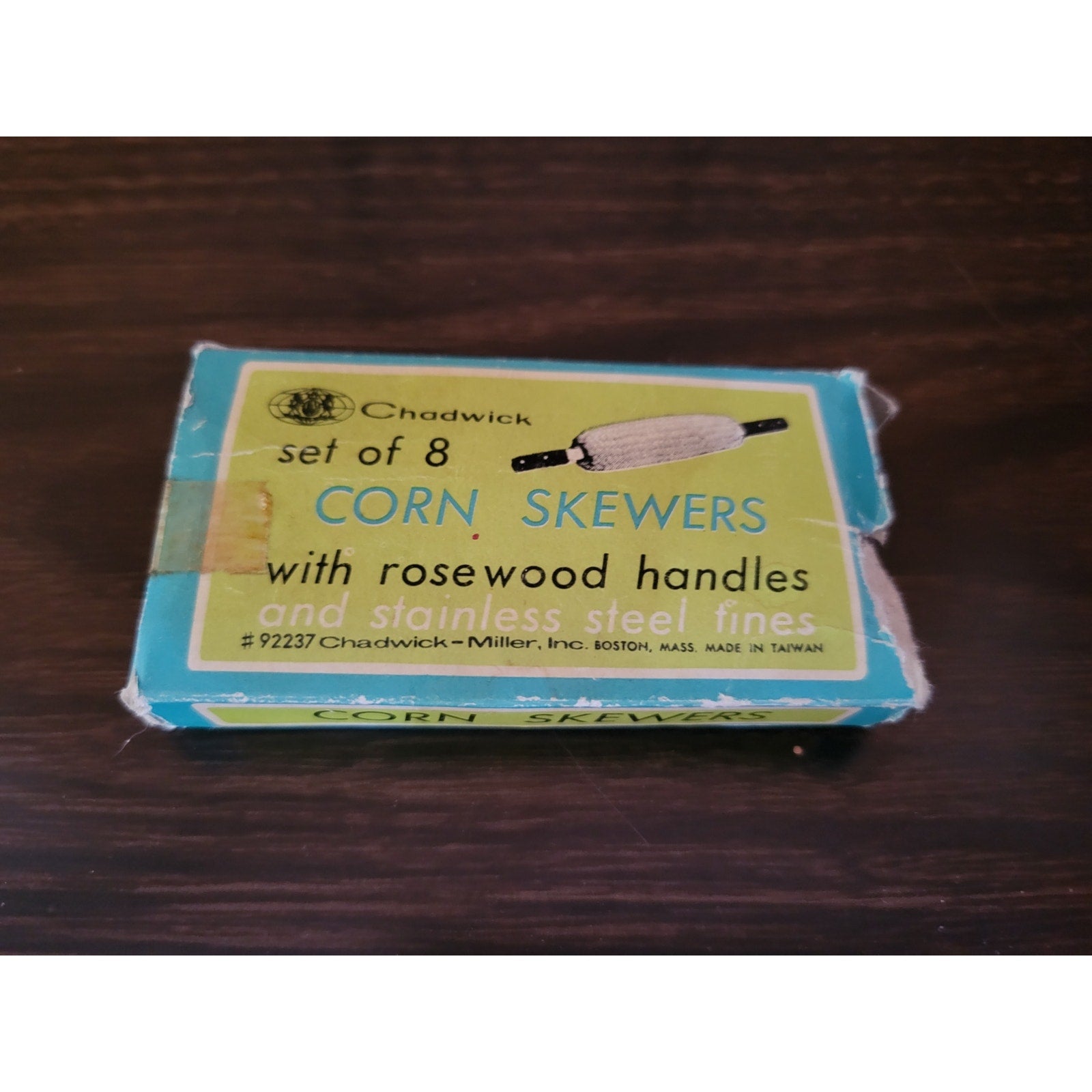 Vintage Chadwick-Miller 92237 Corn Skewers Set/8 Stainless Steel Rosewood w/Box