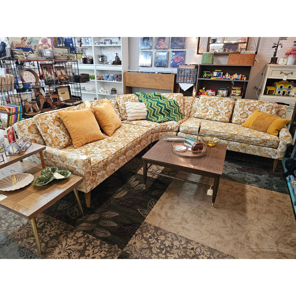 Beautiful Authentic Yellow Mid-Century Modern Sectional Sofa