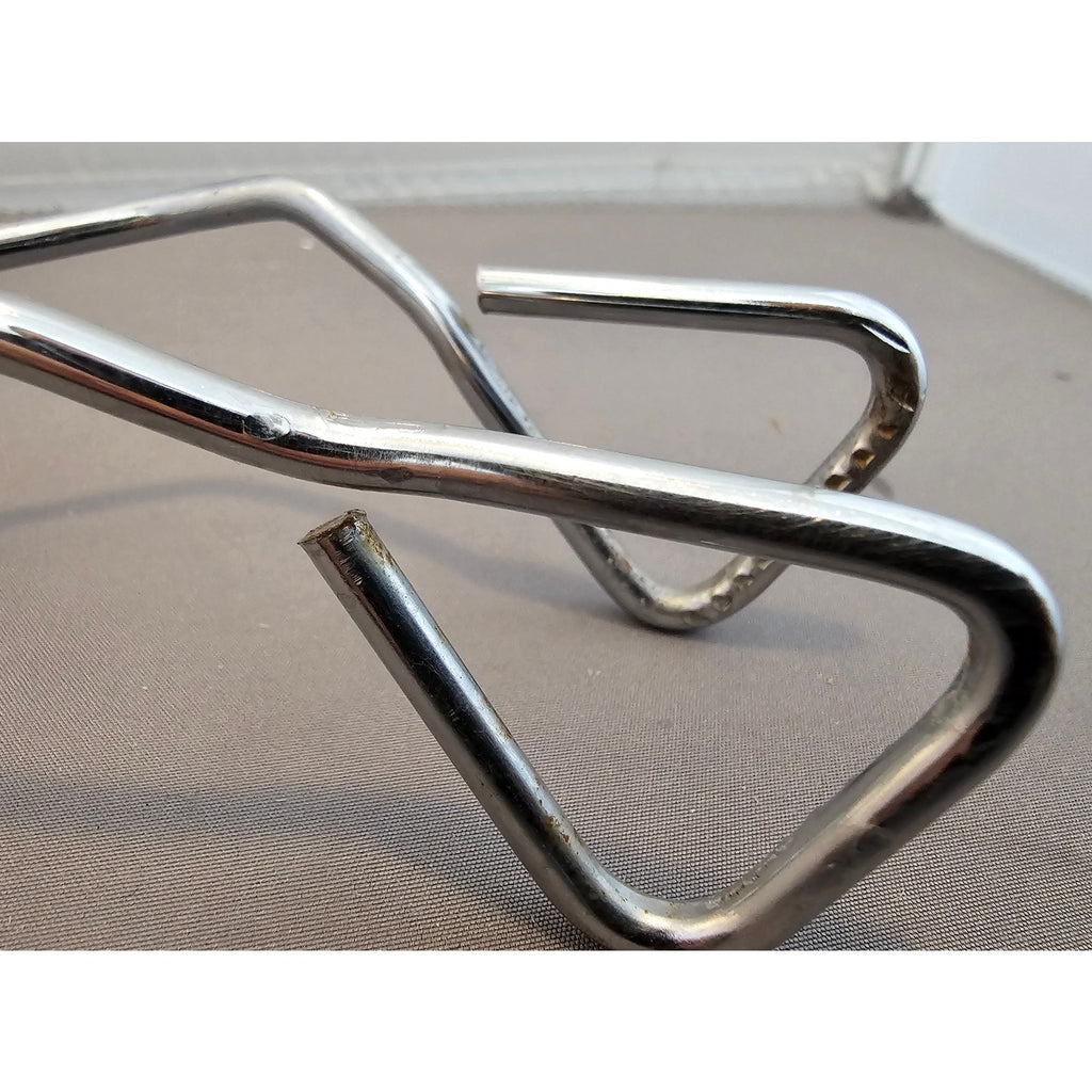 Vintage White Rubber Handle 8-1/2" Angled Stainless Steel Tongs - Made in Taiwan