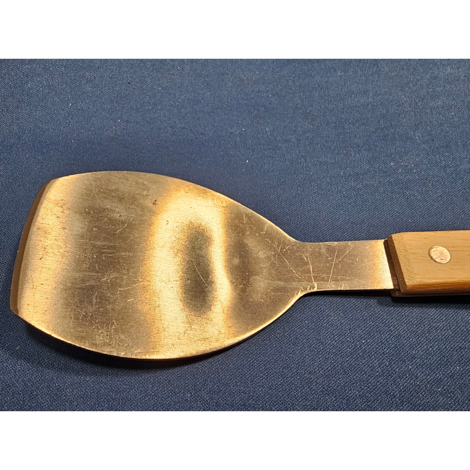 Vintage Stainless Steel 9-3/4" Ice Cream Scoop w/Rivet Wood Handle - Alaska