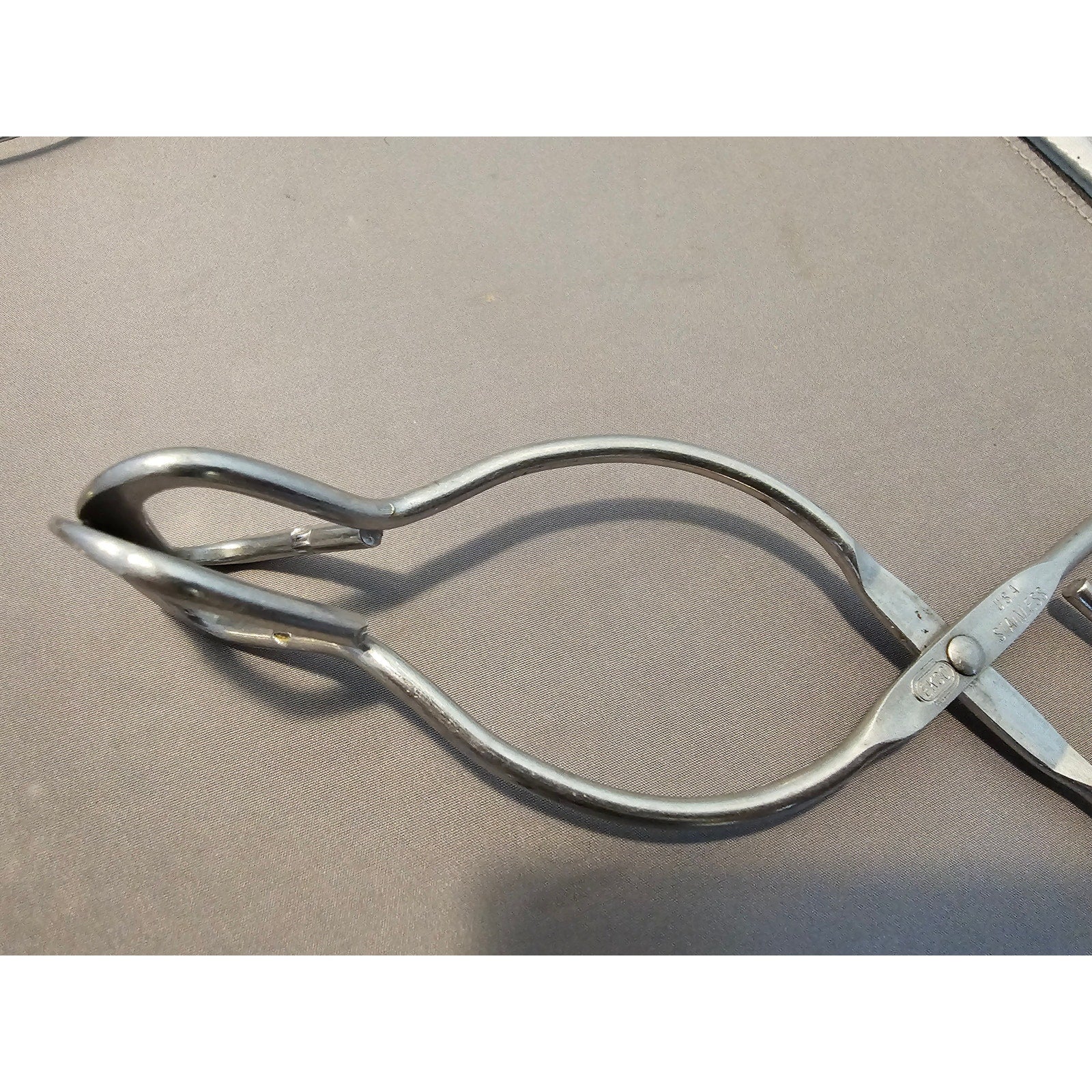 Vintage Ekco 7-3/4" (inch) Stainless Steel Tongs - USA