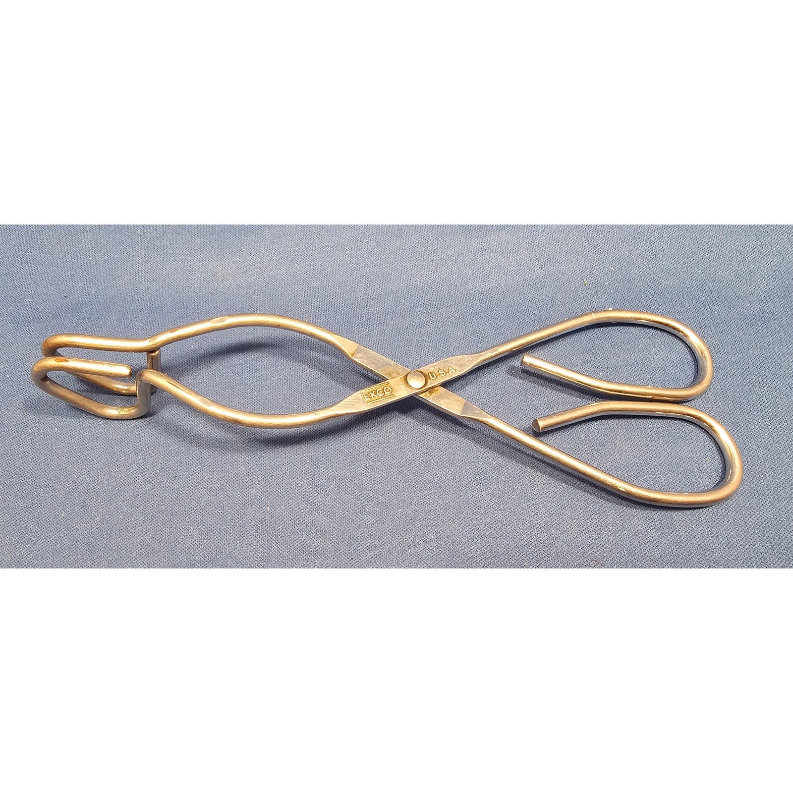 Vintage Ekco 8" (inch) Angled Stainless Steel Tongs - USA