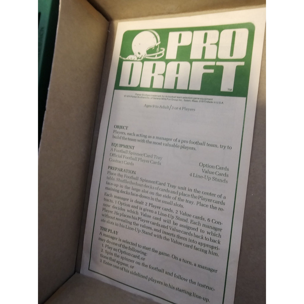 Vintage 1974 Parker Brothers No. 404 - Pro Draft Team Building Football Game