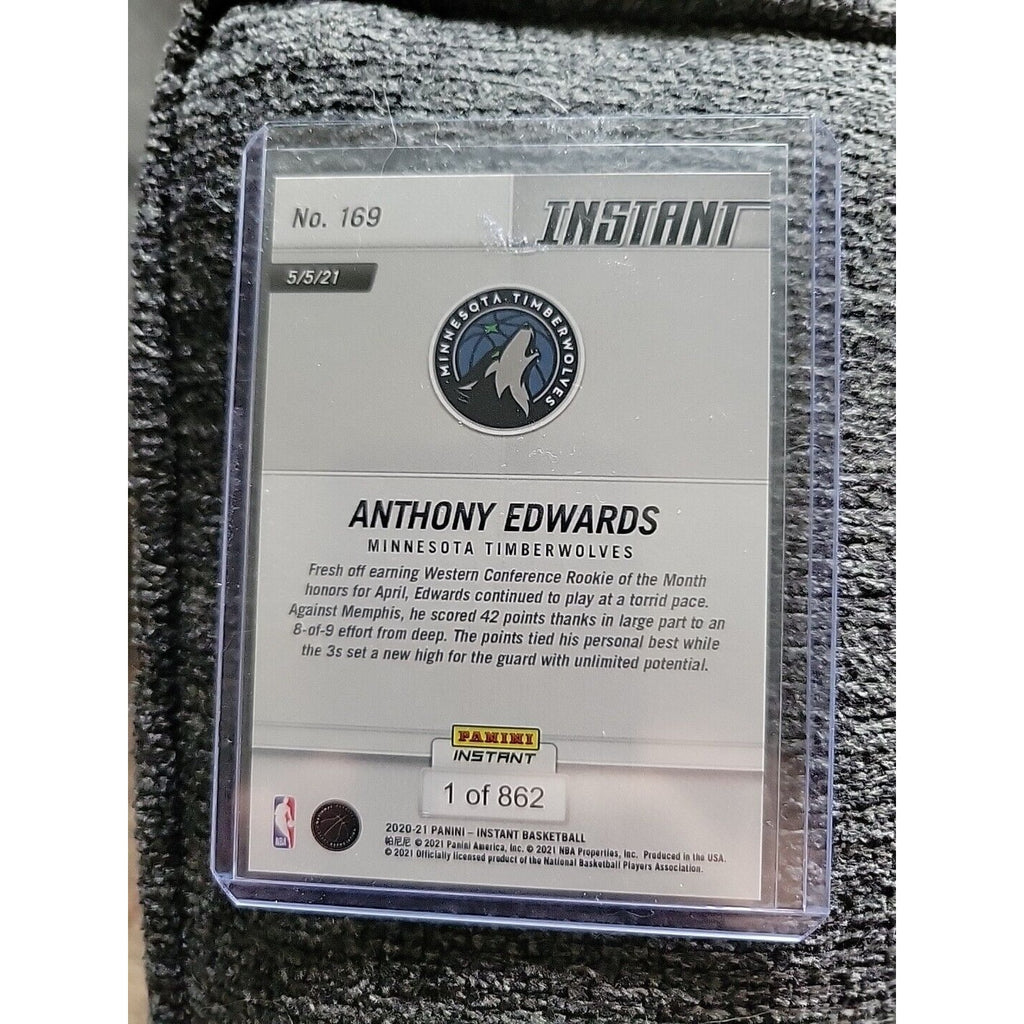 Anthony Edwards 2020-21 Panini Instant NBA Rookie RC Red Parallel SP Prizm 1/862