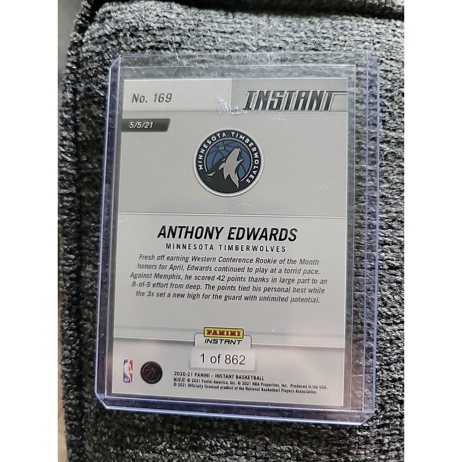 Anthony Edwards 2020-21 Panini Instant NBA Rookie RC Red Parallel SP Prizm 1/862