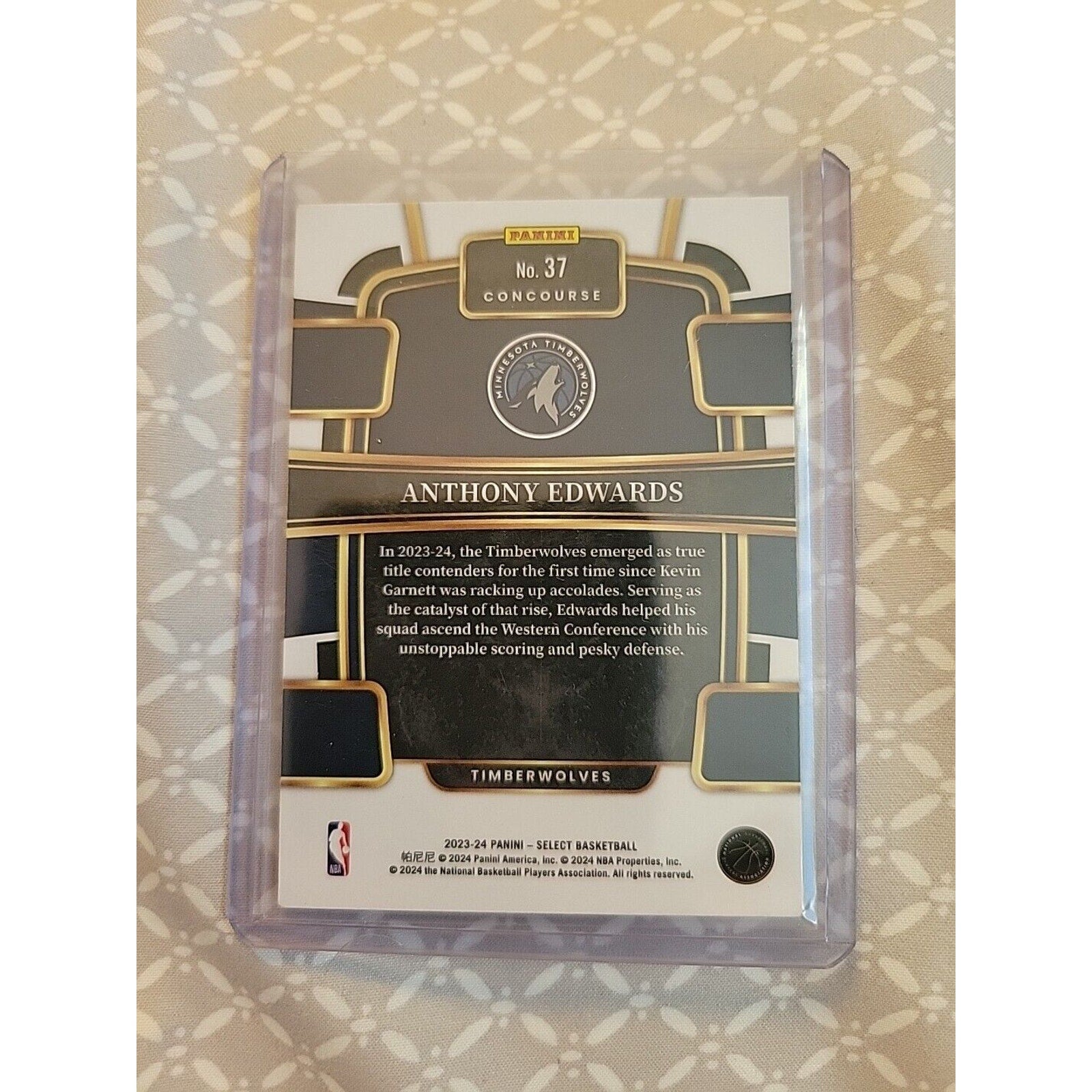 Anthony Edwards 2023-24 Panini Select #37 - Concourse Blue - Timberwolves