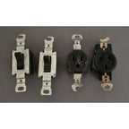 Lot of 4 Vintage Brown Electrical Devices - 2-Light Switches, 1-Outlet, 1- 6-20R