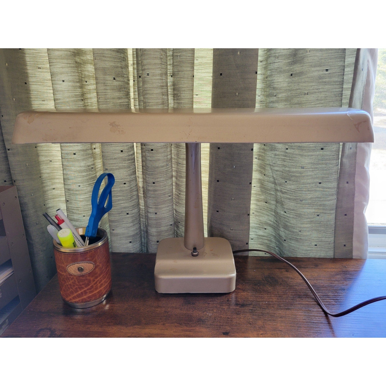 Vintage Mid Century Steel Gooseneck Fluorescent Desk Lamp - works