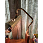 Mid Century Modern (MCM) Wood & Brass Desk/Piano Lamp - Retro Works!