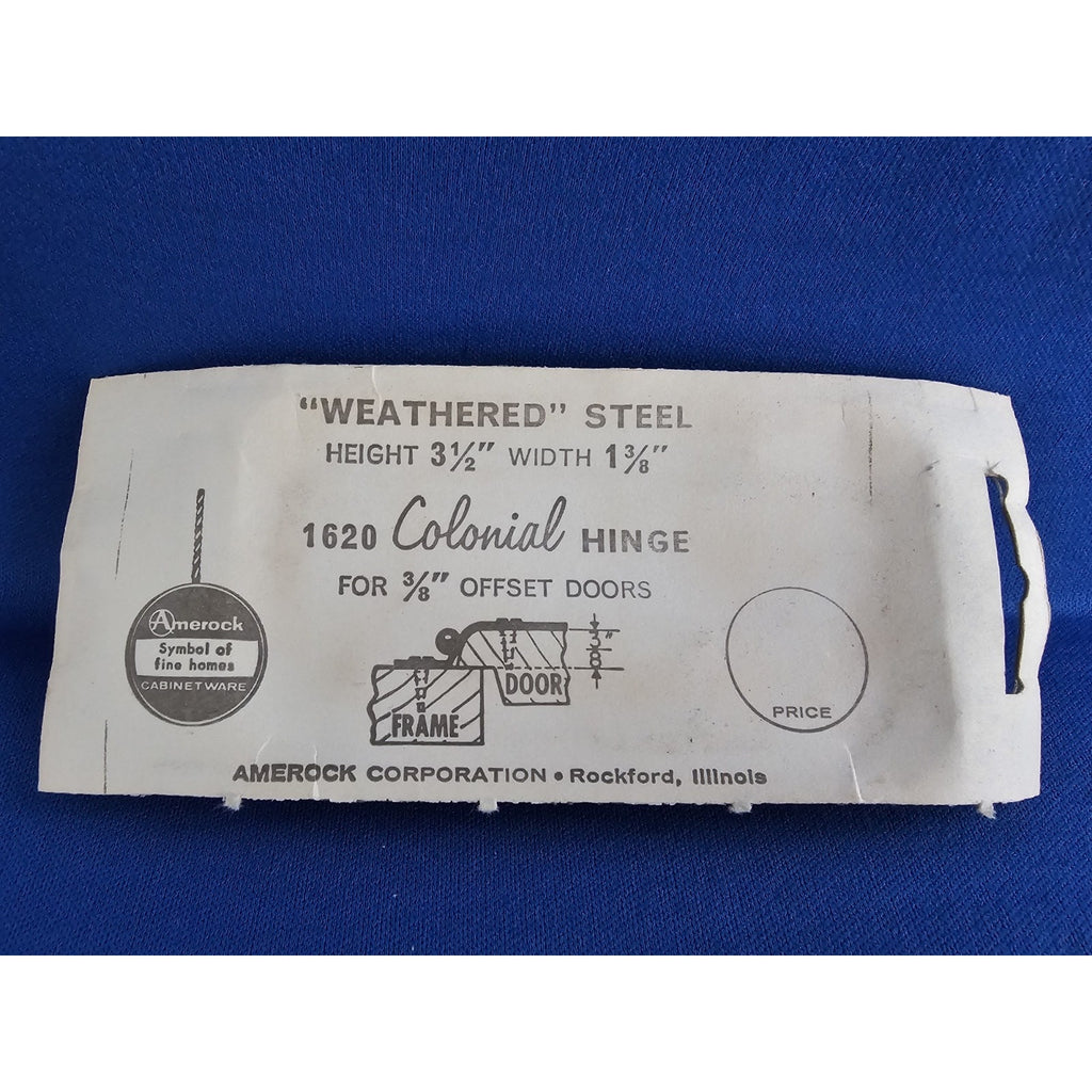Vintage/NOS Amerock A-1620-CB Colonial Black Hinge Set - Weathered Steel - 3/8"