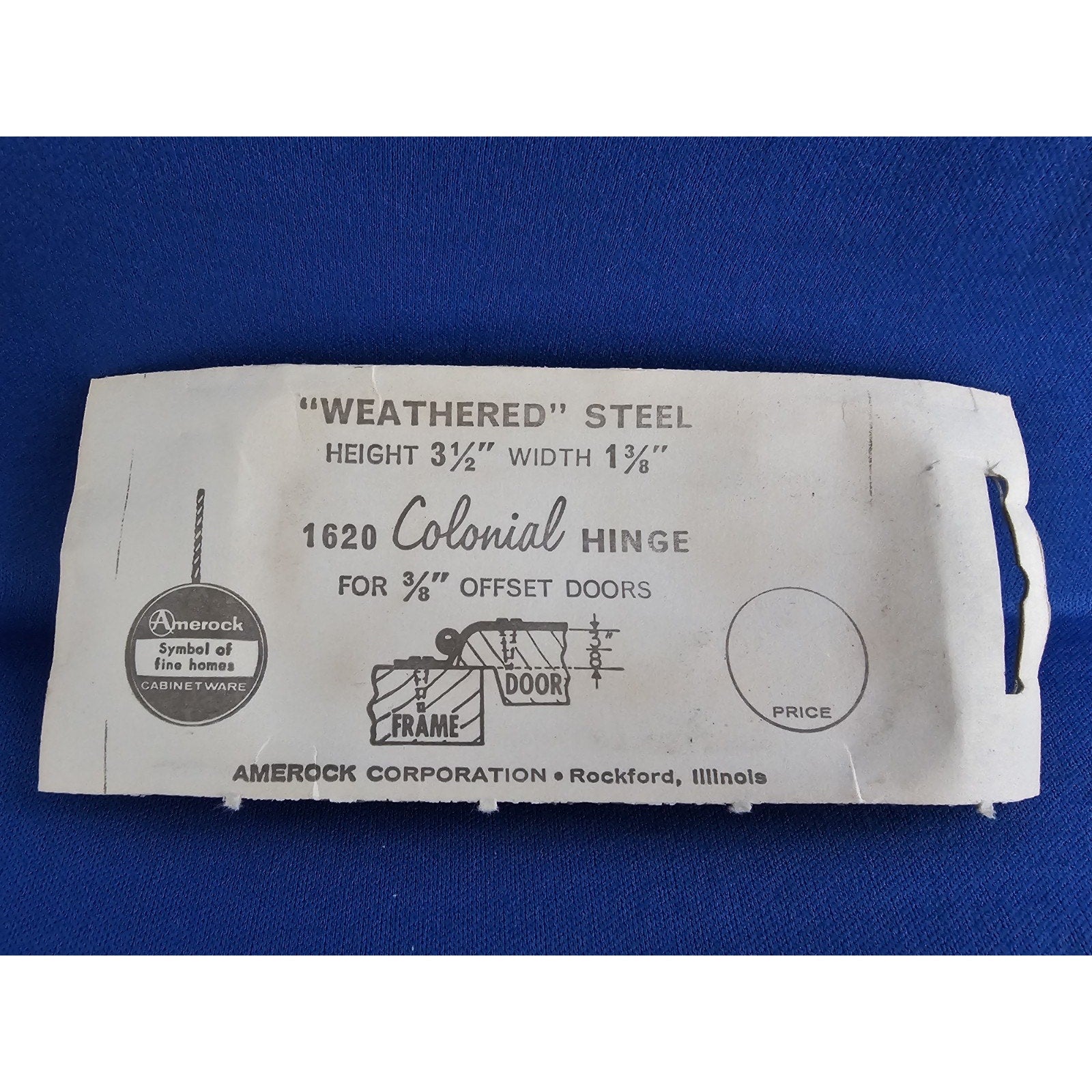 Vintage/NOS Amerock A-1620-CB Colonial Black Hinge Set - Weathered Steel - 3/8"