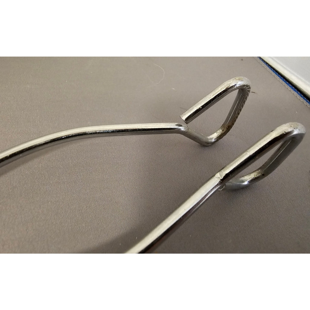 Vintage Ekco 10-1/2" Red Rubble Handle Stainless Steel Tongs - USA