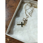 Vintage Unisex HFB 1/20 14k G.F. Gold Filled Cross 18" Link Chain Necklace