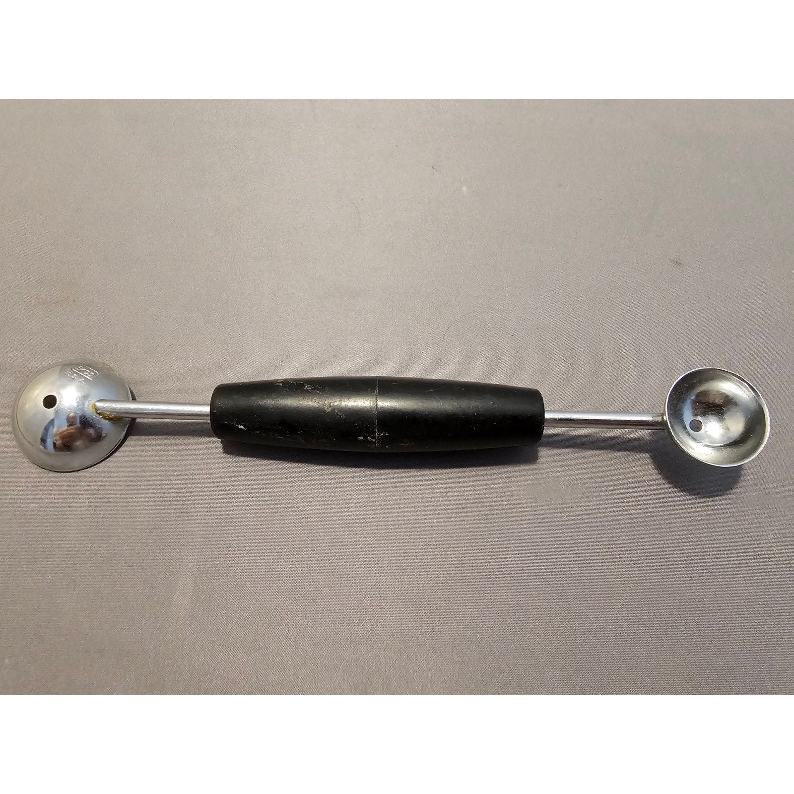 Vintage 7" Ekco Black Plastic Handled Double Ended Melon Baller/Curler