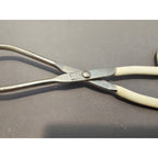 Vintage Ekco 10" White Rubble Handle Stainless Steel Tongs - USA