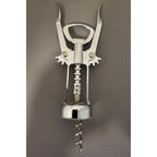 Silver Corkscrew Wine Bottle Opener w/Fins - Push Down - 6-1/4" - Used