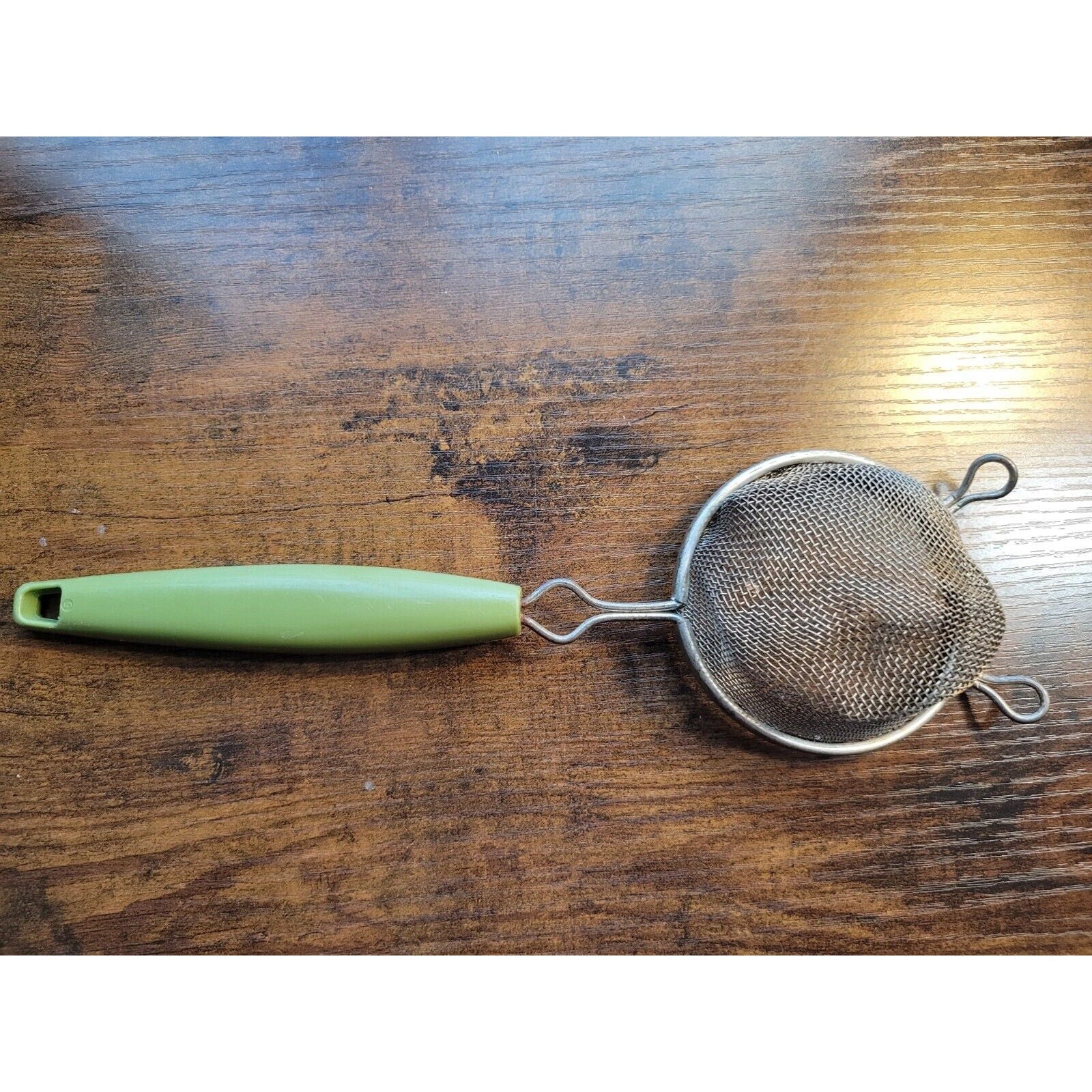 Vintage Plastic Avocado Green Handle Strainer/Sifter - Mid-Century, MCM, Retro