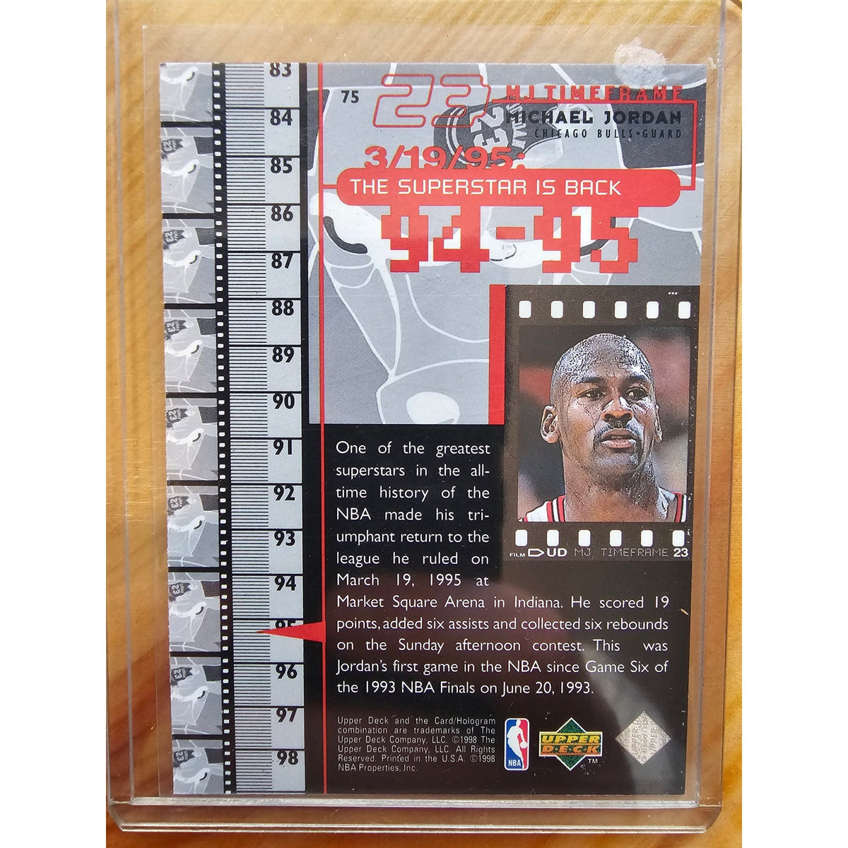 Michael Jordan 1998 Upper Deck Timeframe 23 #75 - Chicago Bulls - 94-95 - NBA